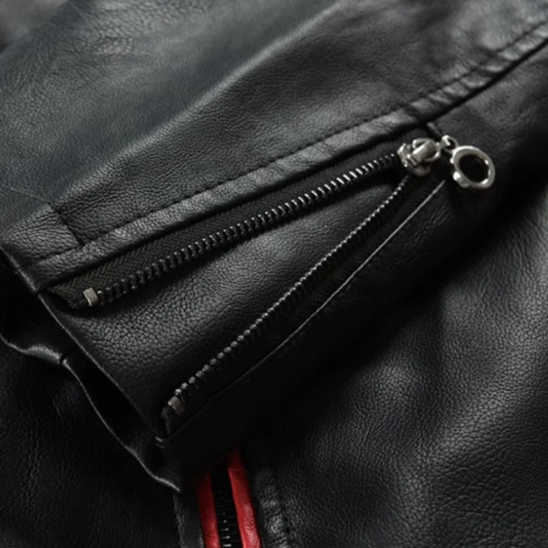 Mens Winter Pu Jacket Motorcycle Waterproof Cool Contrast Colors Classic Biker Leather Jacket Motor Autumn Coat 240822