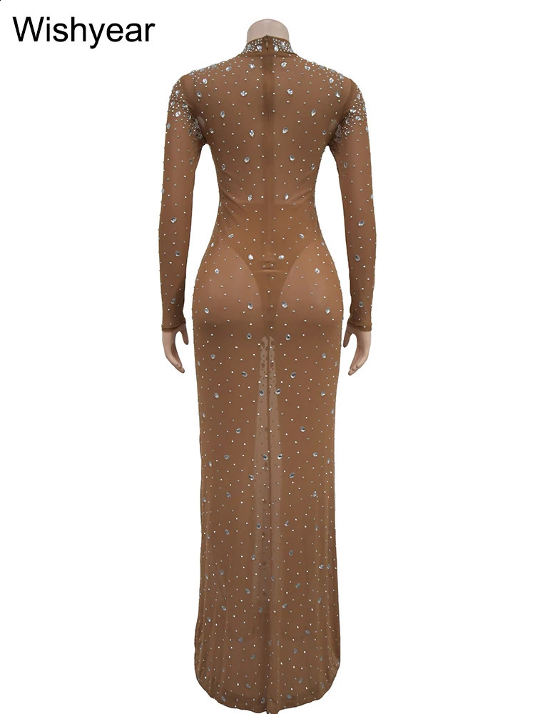 year Elegant Wedding Guest Rhinestones Black Long Maxi Dress Women Sexy See Through Mesh Crystal Gown Dance Birthday Vestido 240823