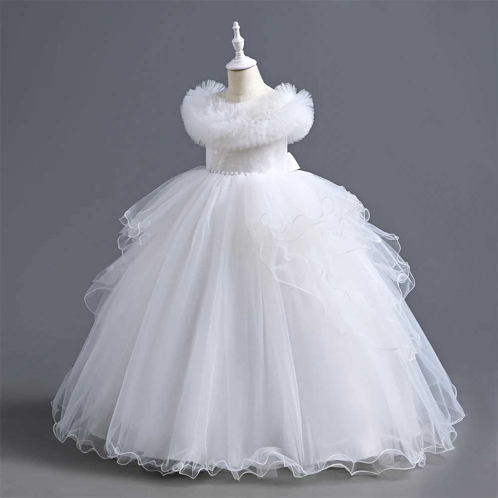 Yoliyolei pleated collar childrens wedding dress suitable for girls comfortable chiffon luxury ball dress from 11 to 15 years old W240823