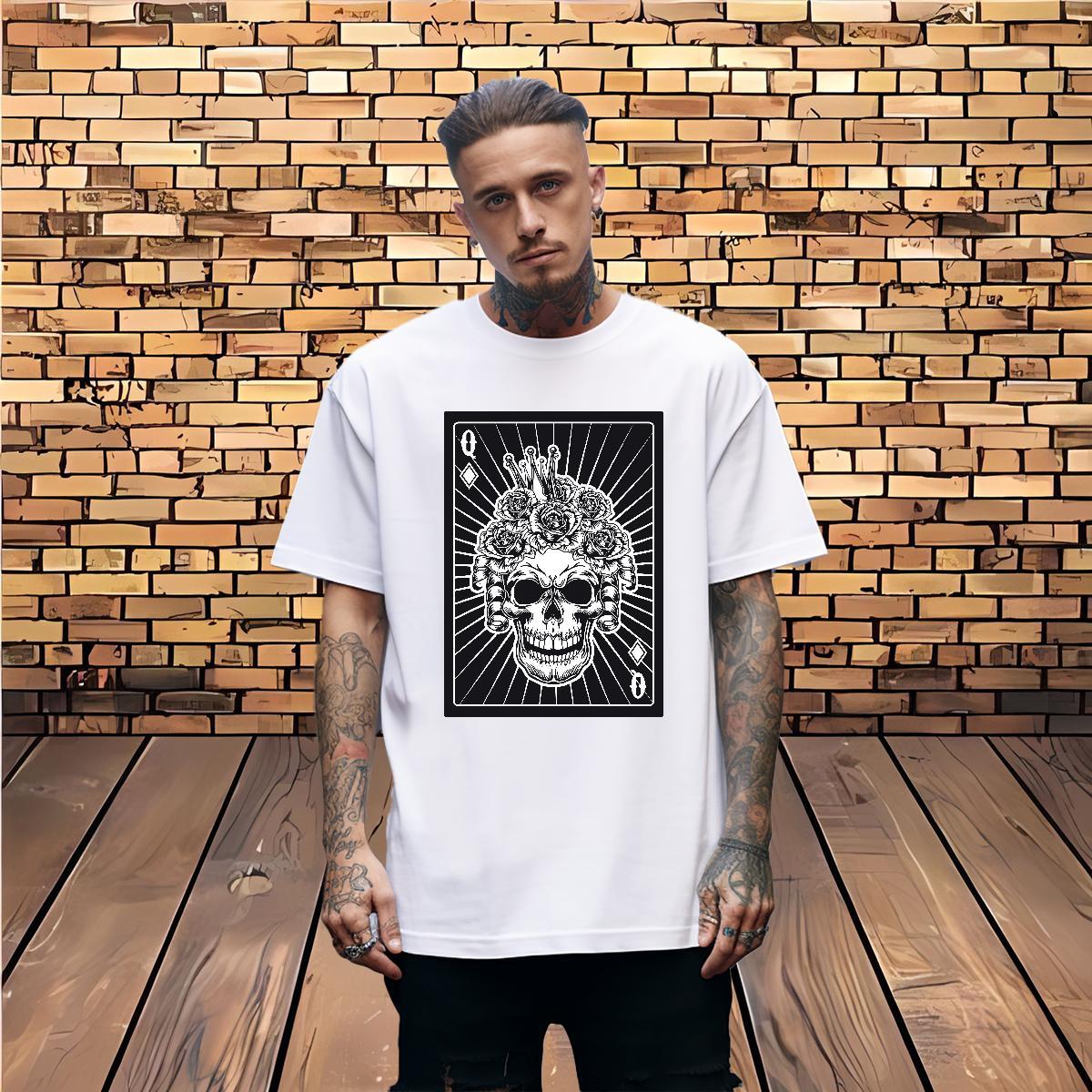 Soft T-Shirts 230g Pure Cotton skull Daily Outfit Plus Size Cartoon Breathable Crew Neck Tshirts Stylist Top Tees