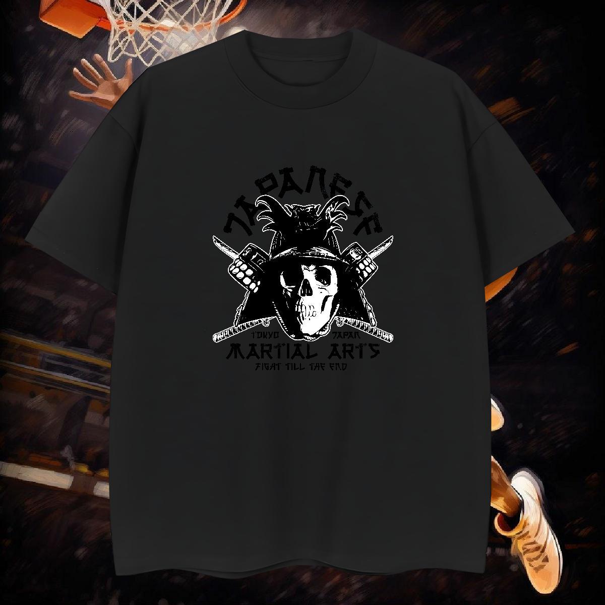 Free Shipping Men T Shirts 230g 100% Cotton skull Street Wear Anime Print Breathable Crew Neck Tshirts Factory Direct Tops Shirt