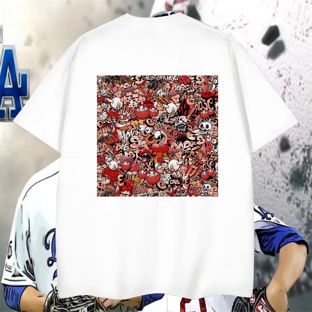 Cool T Shirt For Man 230g 100% Cotton skull Anime Printing Street Customized Print Pure Cotton Tshirt for Man Woman Fashion Polos