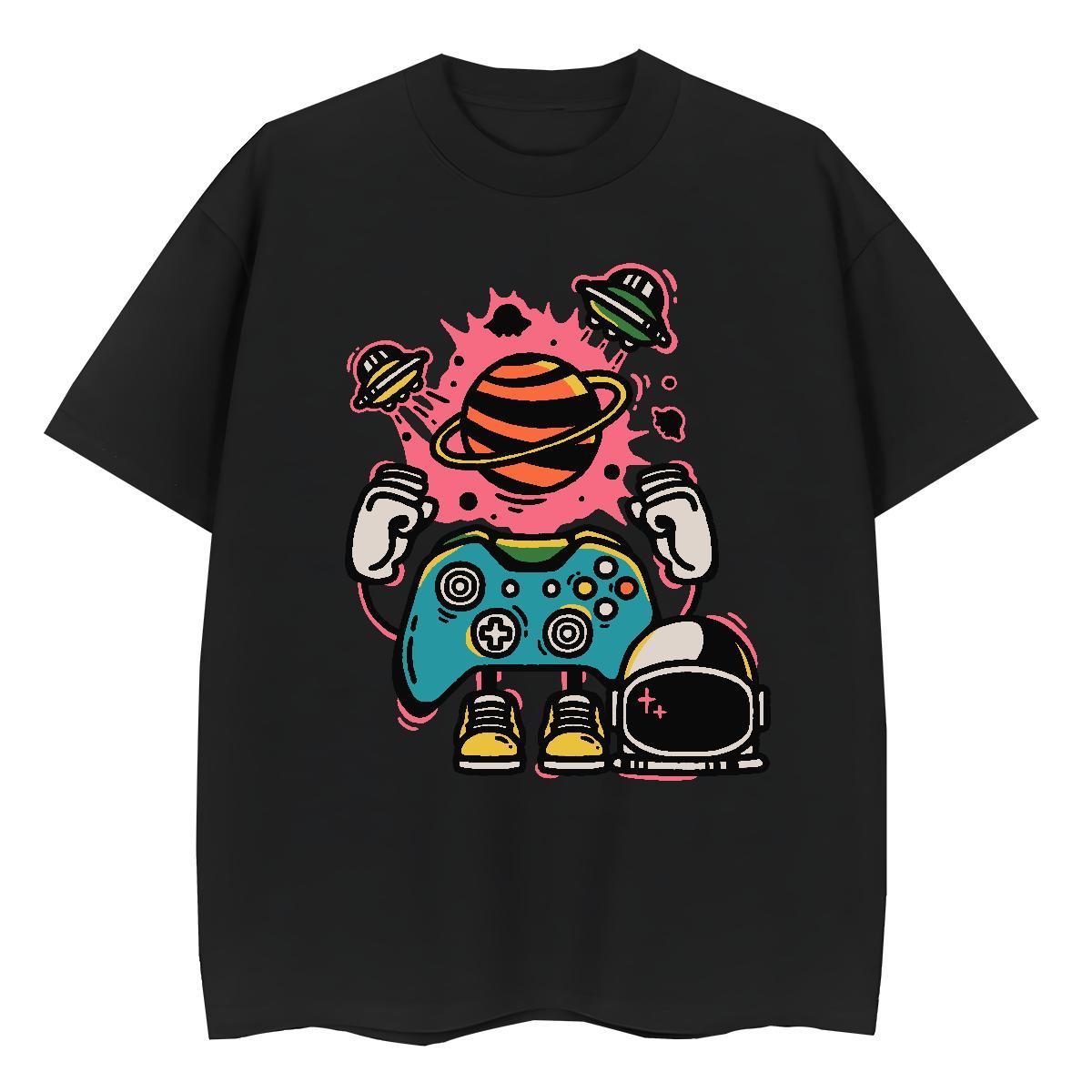 5A Tshirt for Man Woman 100% Cotton 230g space High Street Hip Hop T-Shirts for Women Breathable Black White Wear