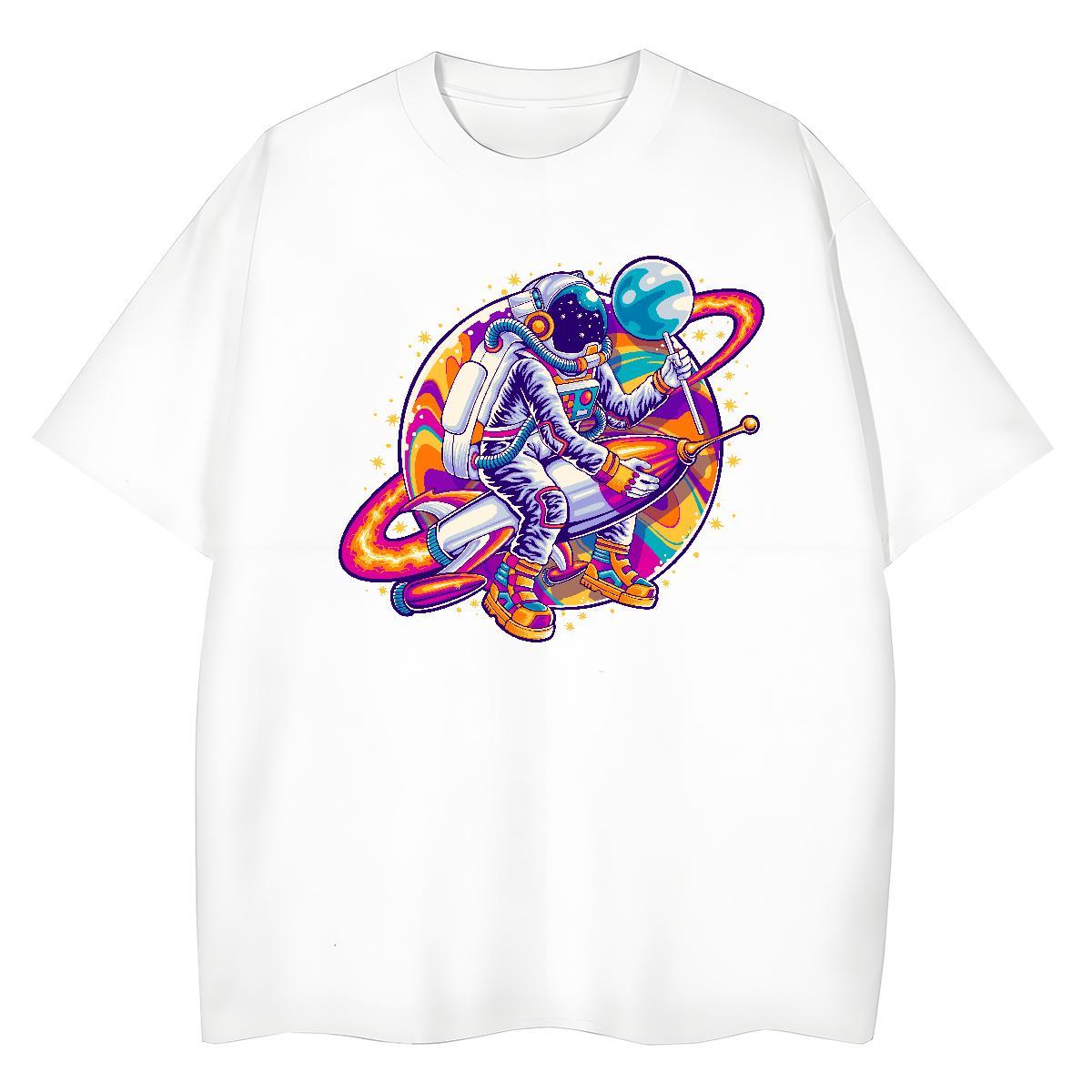 5A Tshirt for Man Woman 100% Cotton 230g universe Casual Beach Woman T Shirts Breathable Cartoon Anime Tshirts