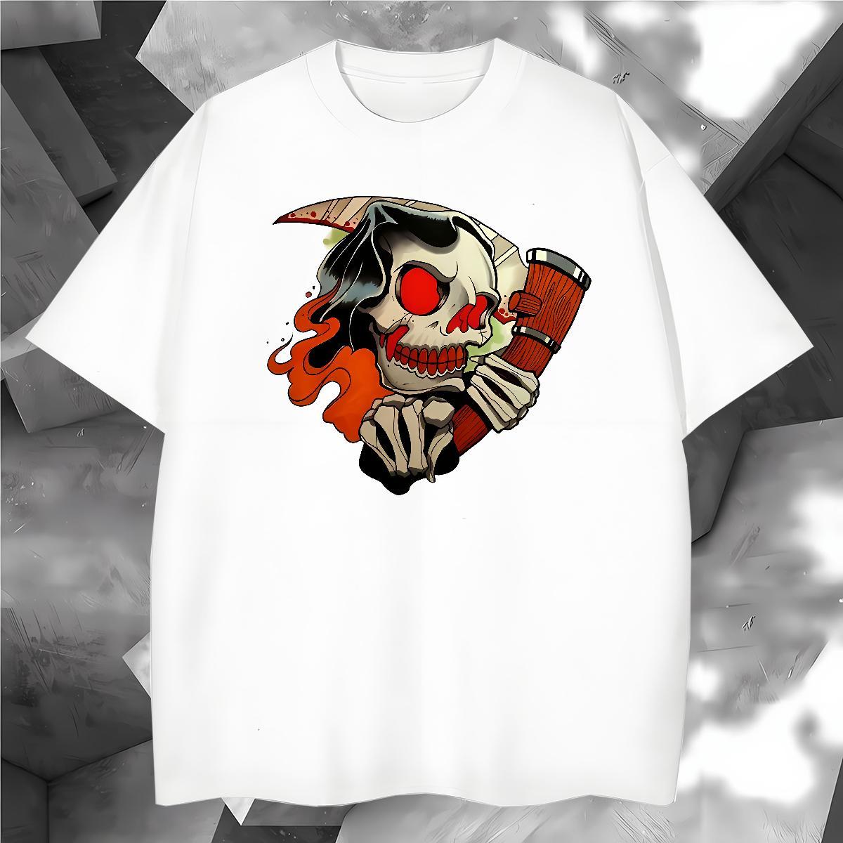 Free Shipping T-Shirts for Men 100% Cotton 230g skull Street Wear Custom Printing Breathable Soft Mens Tshirts DIY Customized Clothings
