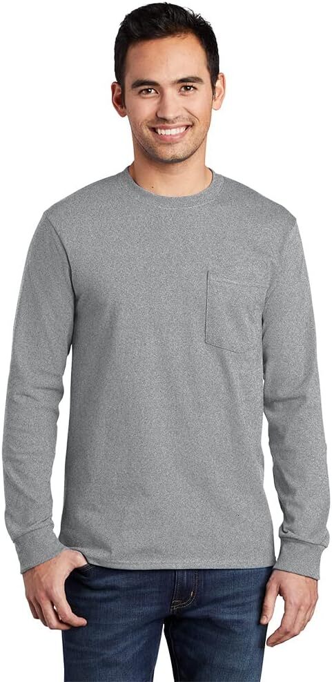 Long Sleeve Shirts for Men sweatshirt Mens Long Sleeve Essential T-shirt with Pocket T shirt Tee Streetwear Casual tops clothes