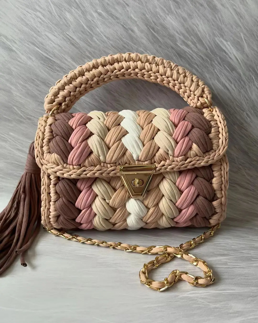 Womens Bag Selling Shoulder Bag Handmade Crochet Bag with Contrasting Woven Bag Handbag Bags for Women 240826
