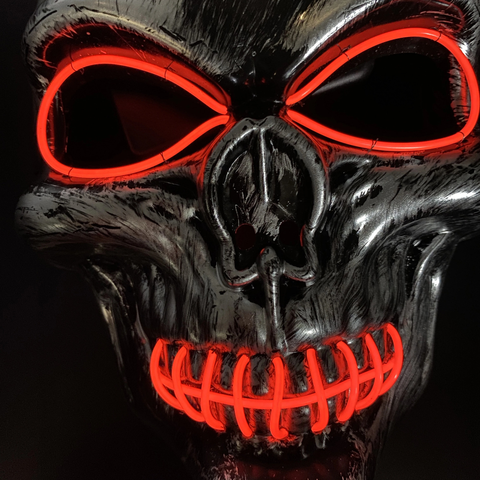Evil Skull Mask Halloween Carnival Masquerade Haunted House Scary Decoration Cosplay Skeleton Scary Theme Party Light Up Mask 240823