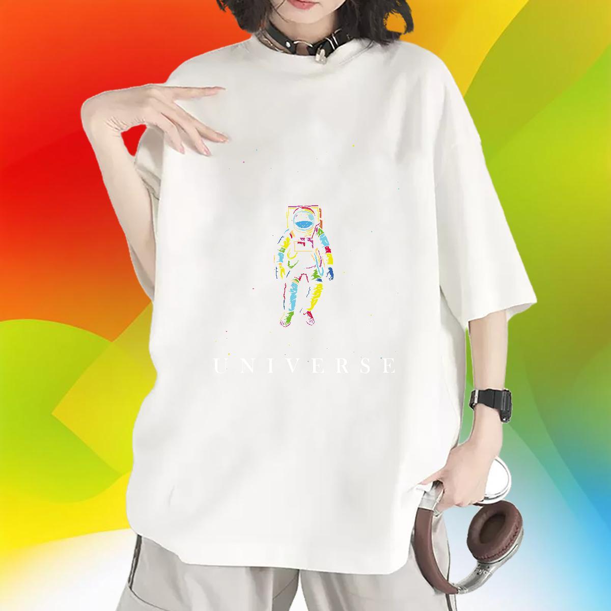 Unisex Couples T Shirts 230g Cotton universe Sports Street Wear T-Shirts for Women Crew Neck Breathable Custom Print Plus Size Top Tees