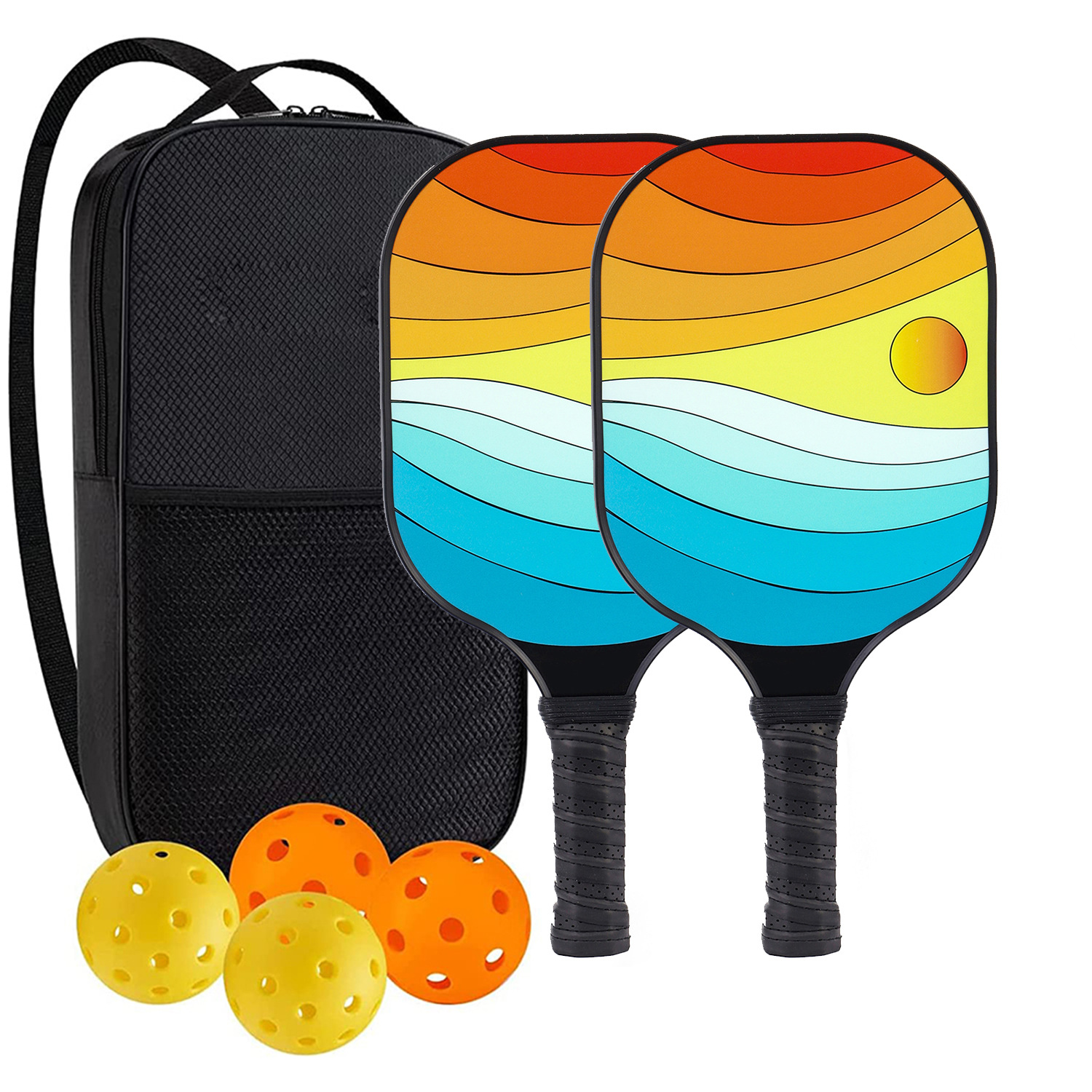 High-Performance Fiberglass Pickleball Paddle for Competitive Outdoors Games 2 Paddle & 4 ball & 1 bag 9960