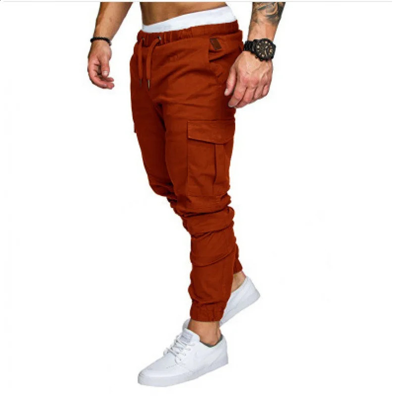 Mens Cargo Pants Tool Multi Pocket Plush Fabric Casual Safari Style Long Legs S5XL 240823