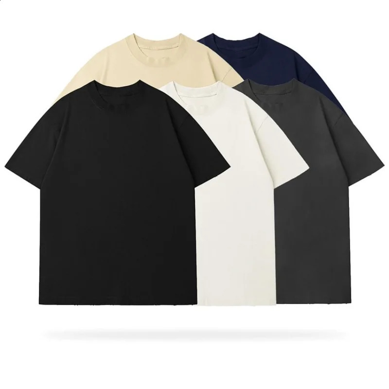 Combed 100% cotton Tshirt 5 packs mens Y2K summer short sleeved retro oversized womens top 240822