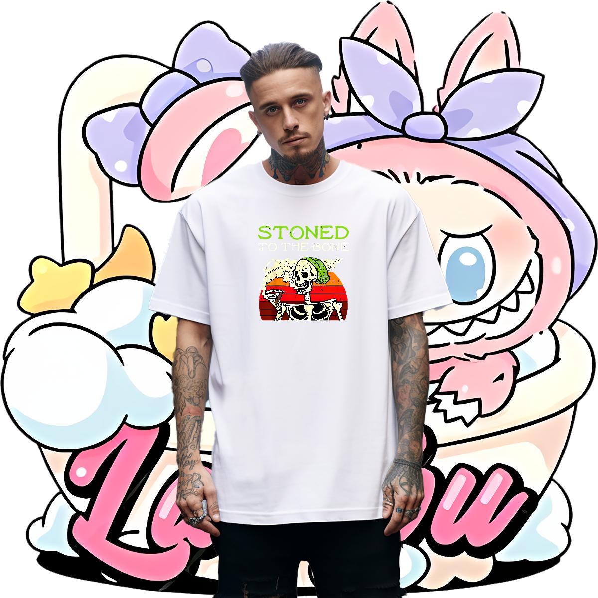 Comfortable T shirt 230g Pure Cotton skull Beach Asian Size Breathable Men Tops Tees 2024 Wear