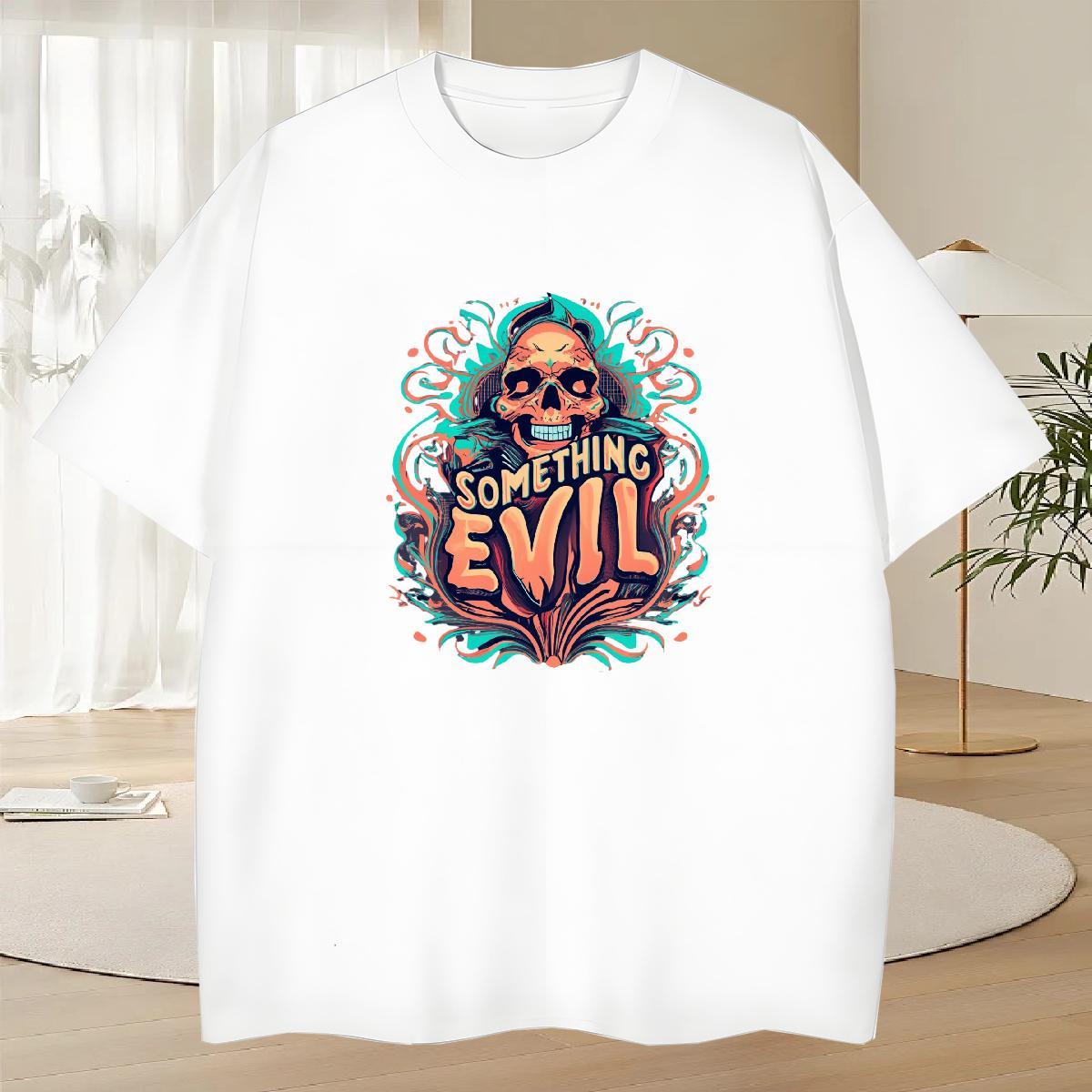 Loose Man T Shirts 230g Cotton skull Outdoor Custom Print Oversized Breathable Short Sleeve Tshirts DIY Tops
