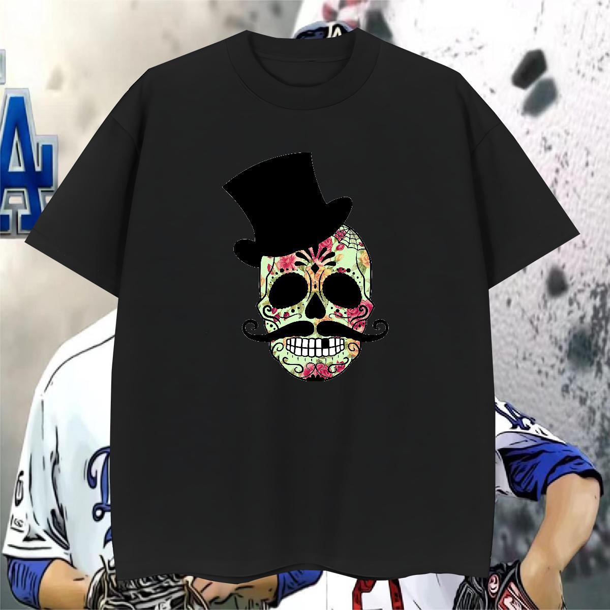Designer T shirt 230g Pure Cotton skull Street wear Hip Hop Anime O-Neck Short Sleeve Couples T Shirts New Designer Polos