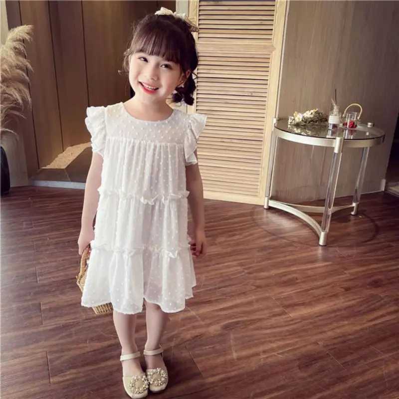 Girl Summer Super Fairy Fluffy Chiffon Lace Chiffon Vest Princess Dress Loose Casual Lace Sweet Princess Dress W240823