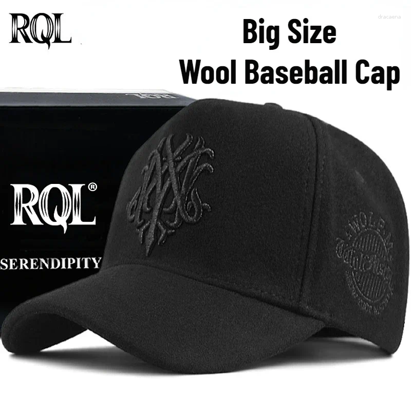 Ball Caps Winter Baseball Cap For Men Wool Trucker Hat Big Head Plus Size Embroidery Totem Keep Warm Windproof Fashion Design Brand 2024