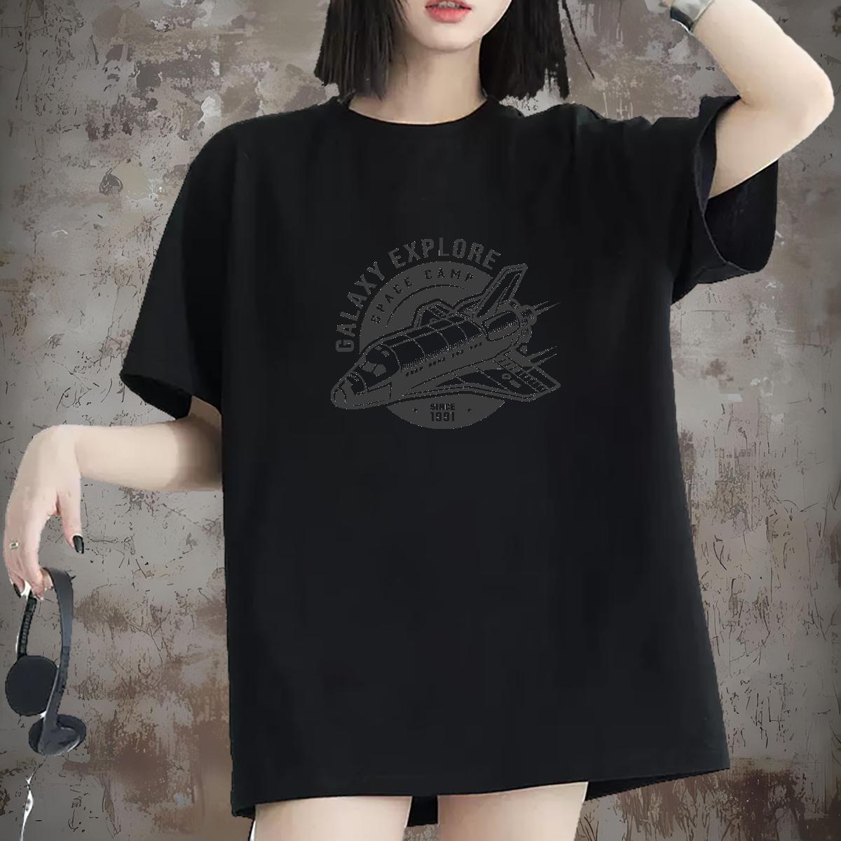Comfortable Couples T Shirts 100% Cotton 230g outer space Casual Daily Wear Womens T Shirts Breathable Crew Neck Graphic Clothes Shirt