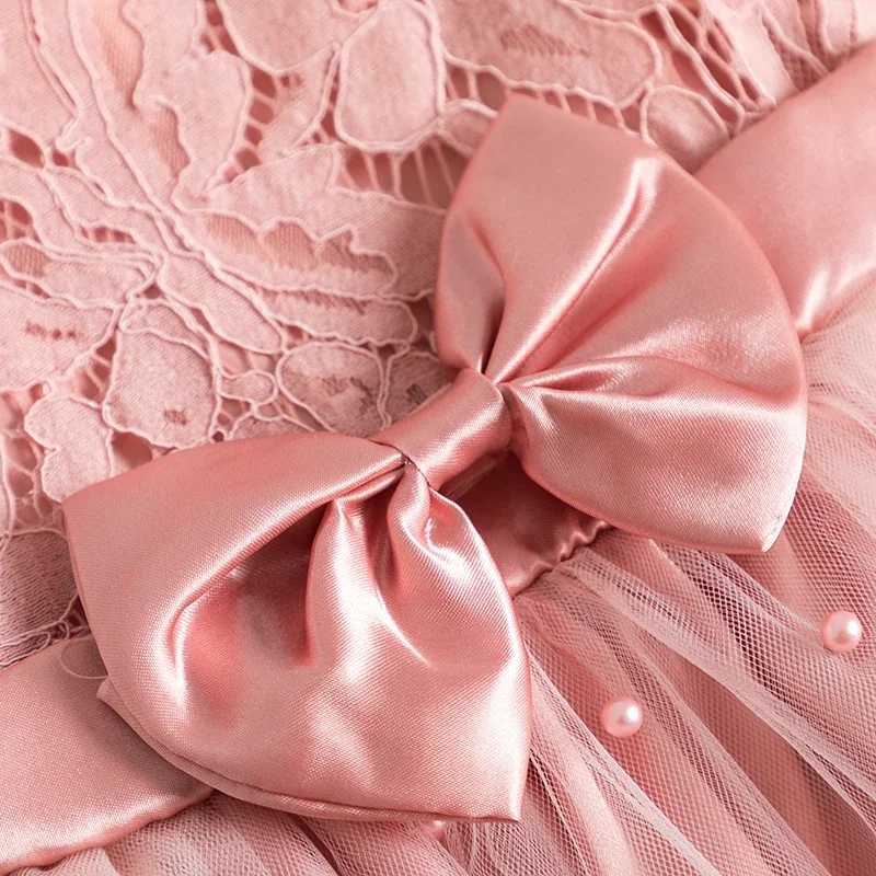 Baby Girl Birthday Bow Fluffy Dress 12M Baby Pink Sparkle Impregnated Tutu Dress Flower Girl Wedding Dress Childrens Puff Sleeve Clothing W240823