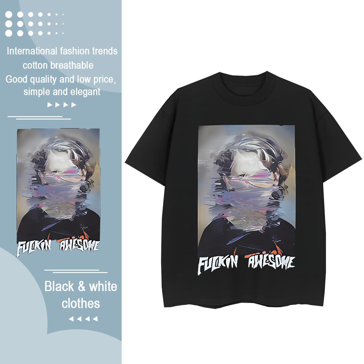 Designer Nice Women Tees 230g Pure Cotton painting Casual T-Shirts Round Neck Short Sleeve Anime Tops