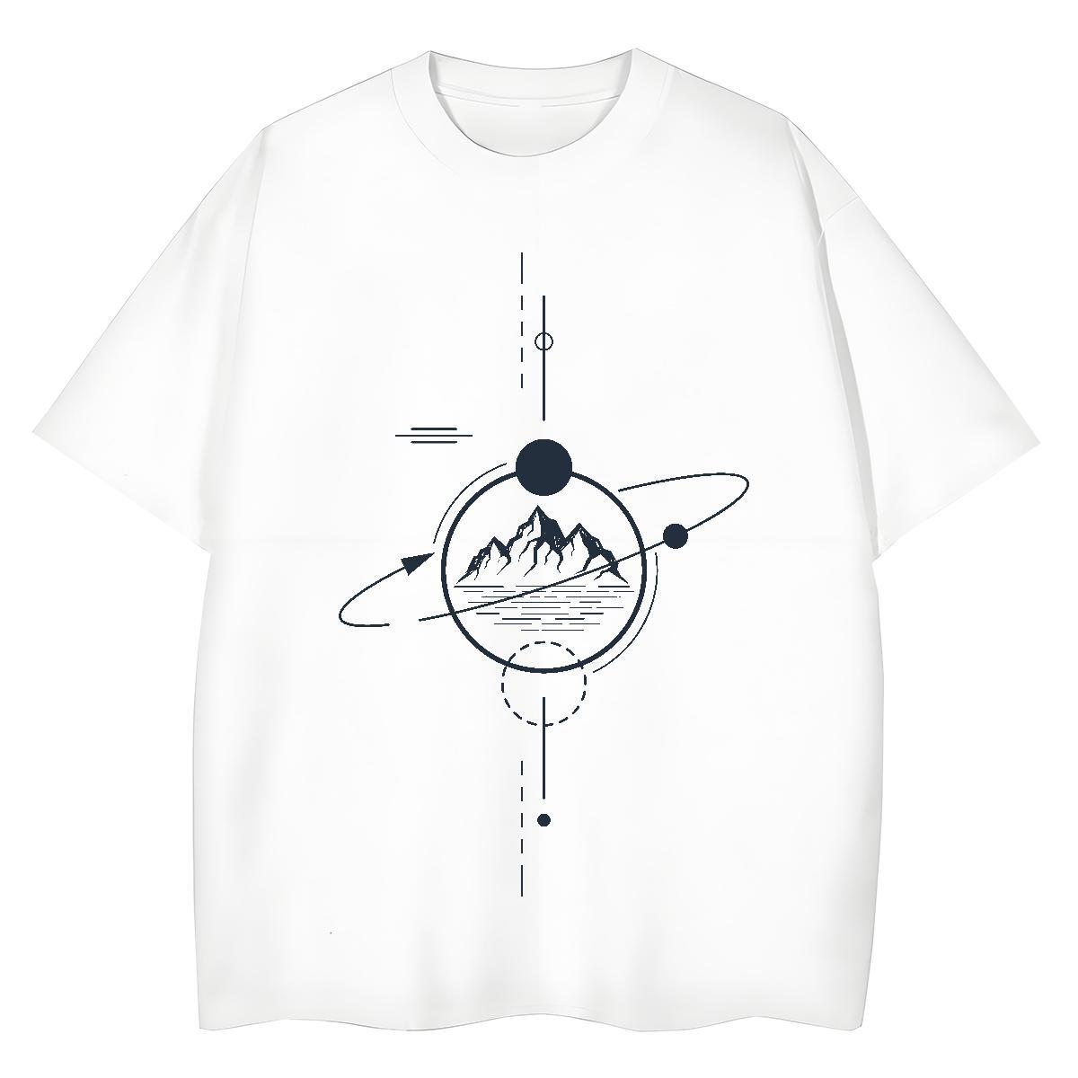Popular Tshirt for Man Woman 100% Cotton 230g mountains High Street Hip Hop T-Shirts Comfortable Black Oversized Tees Shirts