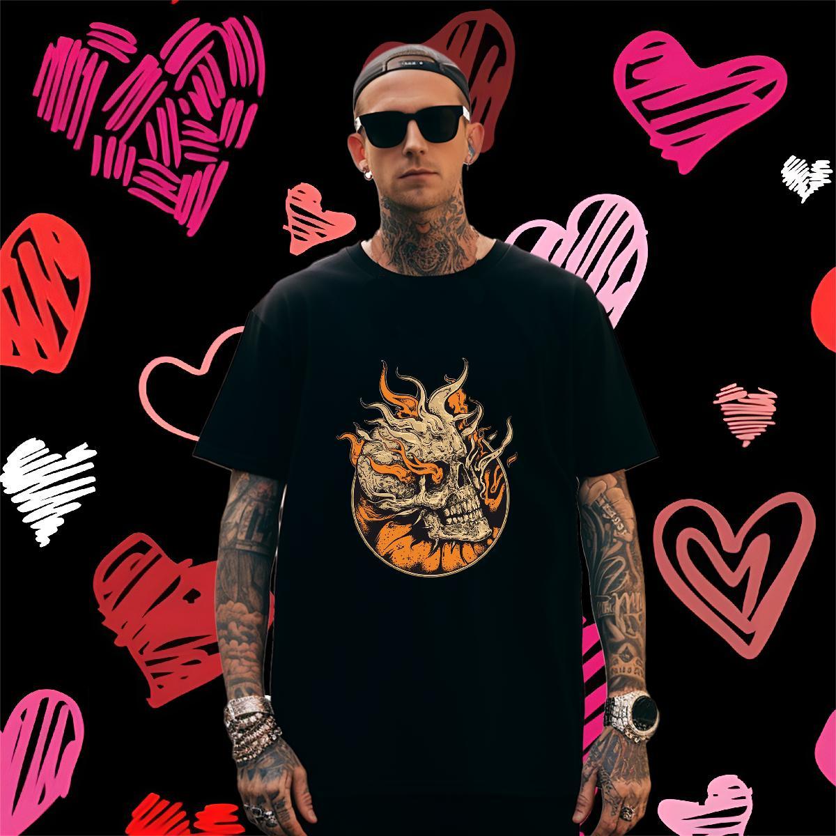 Cool Design Man T Shirts 230g 100% Cotton skull Sport DIY Logo Oversized Breathable Short Sleeve Men Tshirts 2024 Clothings