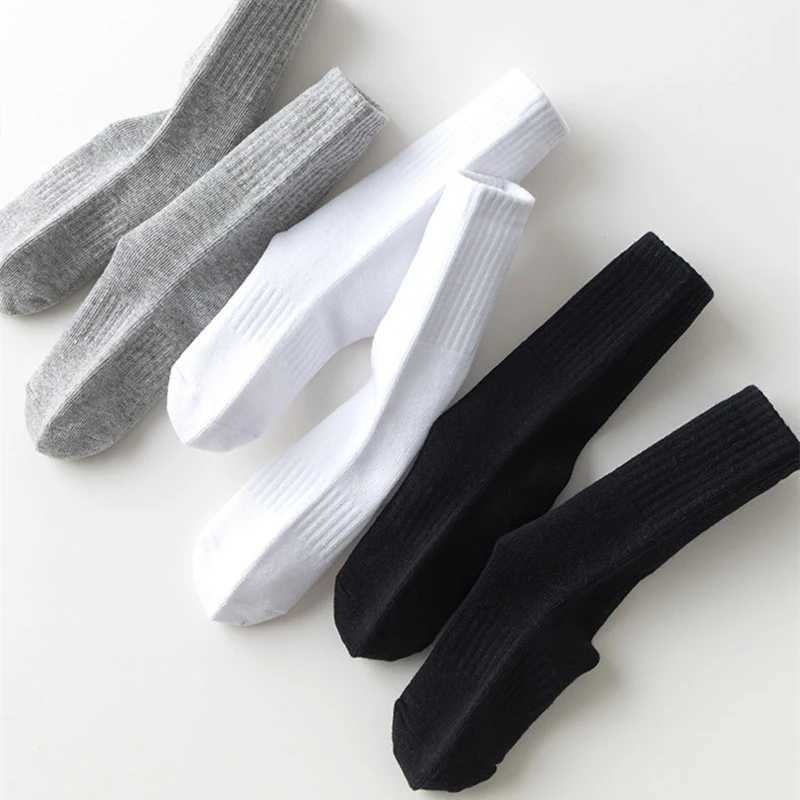 5 Pairs 100% Cotton Children Long Tube Socks Girls Boys Baby Autumn Winter Warm White Black Student Sports Socks for 1-12 Year X2503221