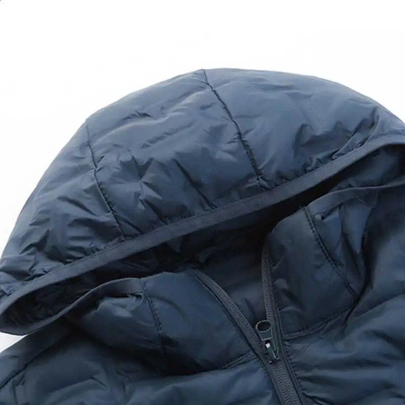 Winter mens thick plush hooded jacket windproof lightweight down casual 90% duck 240822