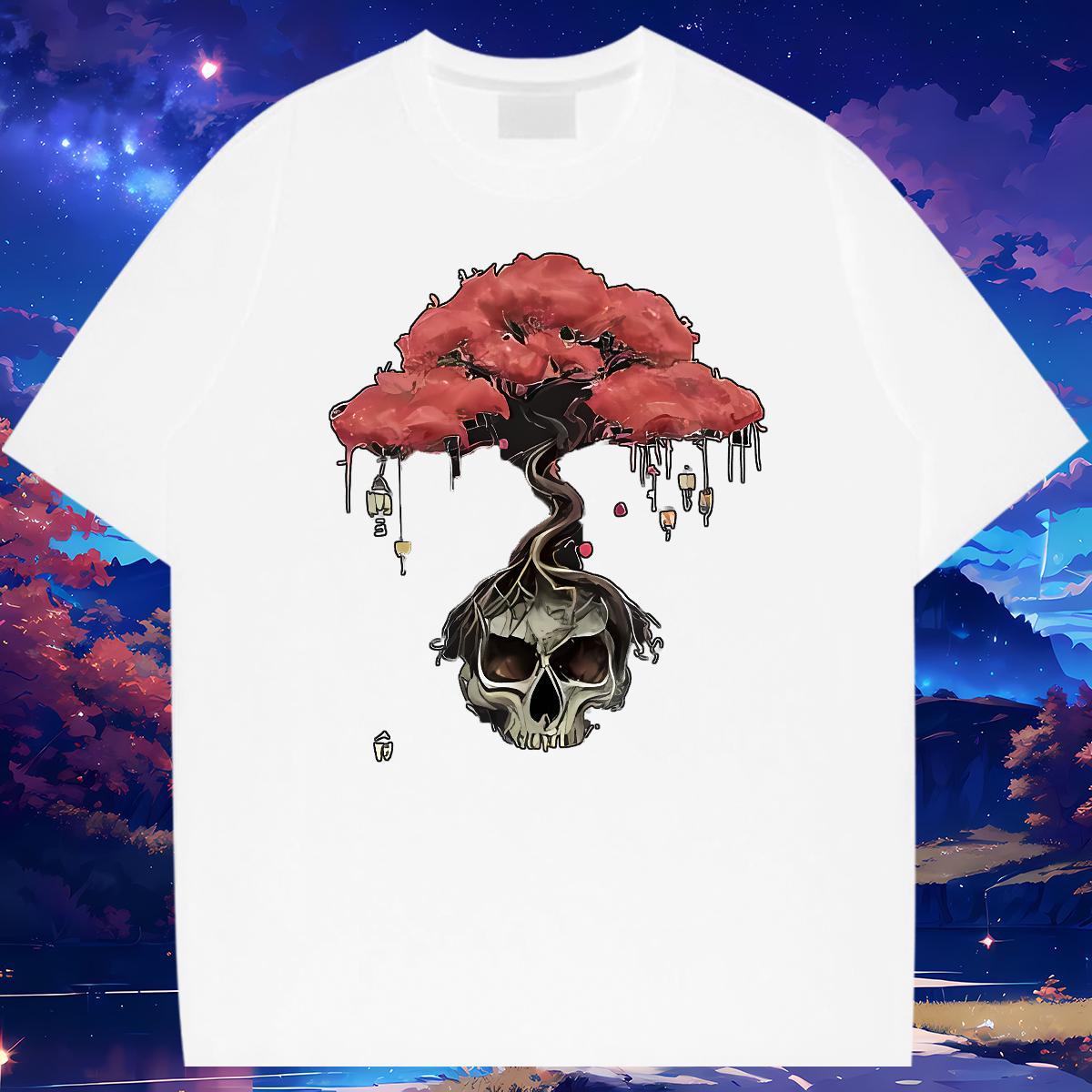 Wholesale Men T Shirts 230g Pure Cotton tree Hip Hop Oversized 3XL 4XL Breathable Short Sleeve Tshirt for Man Woman DIY Tops Shirt