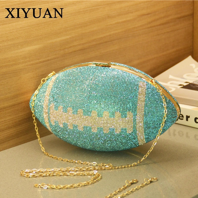 DHXJ XIYUAN Dia Evening Clutch Purse Bag Bridal Bling Football Shape Handbag Trendy Fashion One-shoulder Lady Rhinestone Bags 240823