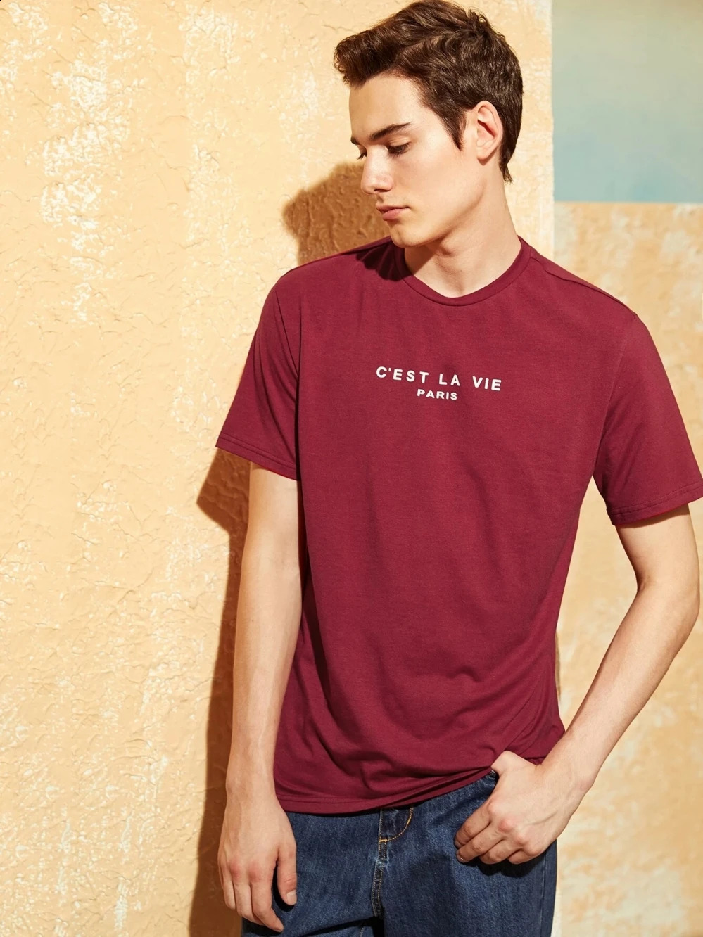 CEst La Vie Paris Funny Letter Mens Tshirt Cotton Casual Harajuku Oversized Loose Breathable 240822