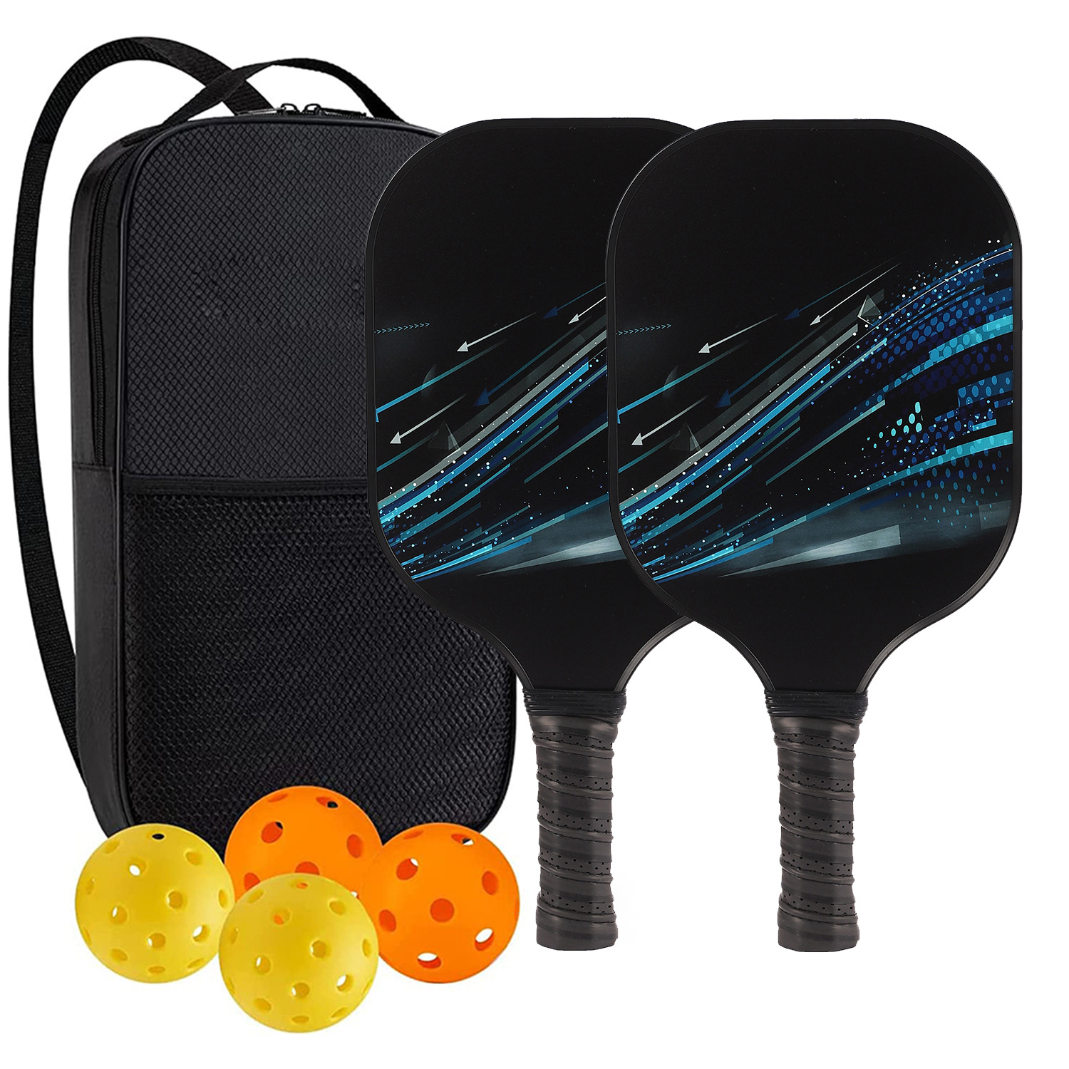 Palette de pickleball en fibre de verre haute performance pour les jeux de plein air compétitifs 2 paddle 4 balle 1 sac 9979