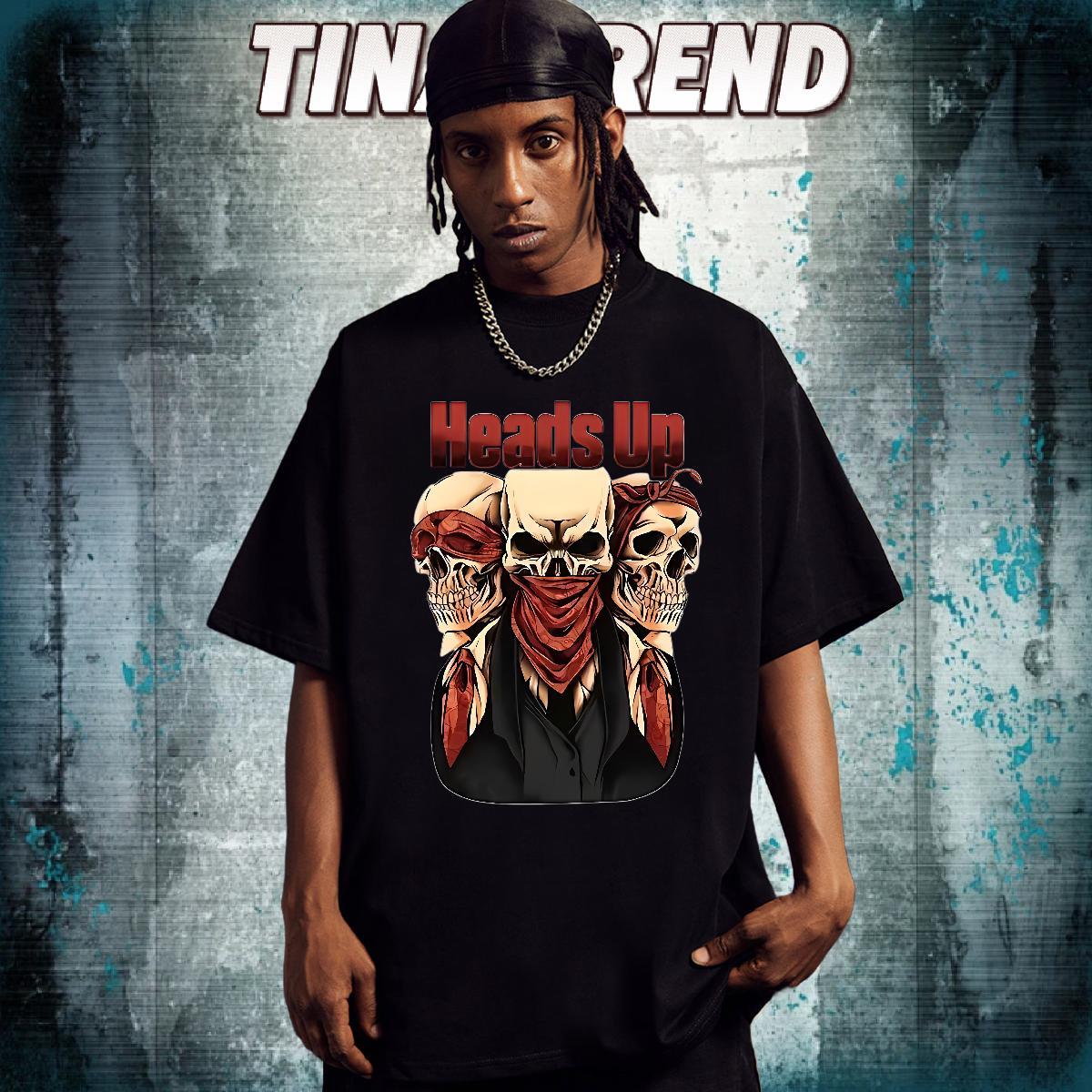 Cool Man T Shirts 230g Cotton skull Anime Printing Street Custom Anime Breathable Short Sleeve Men Tops Tees Stylist Wear