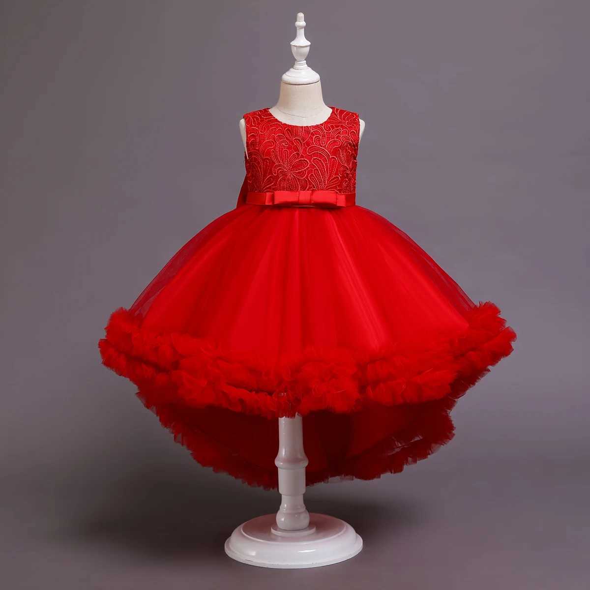 Flower girl princess sequins baby wedding Christmas party tracking dress elegant dress for teenagers and children 3-14 years W240823