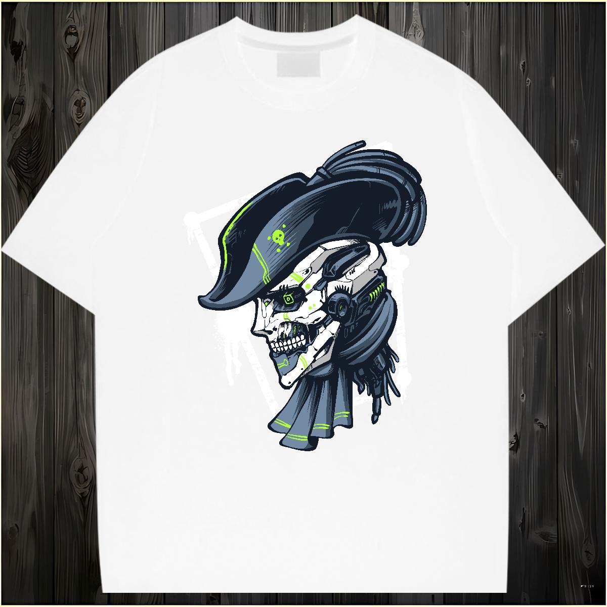Loose Fit T-Shirts 230g Pure Cotton skull Outdoor Custom Printed Breathable Soft Tshirts 2024 DIY Tops Shirt