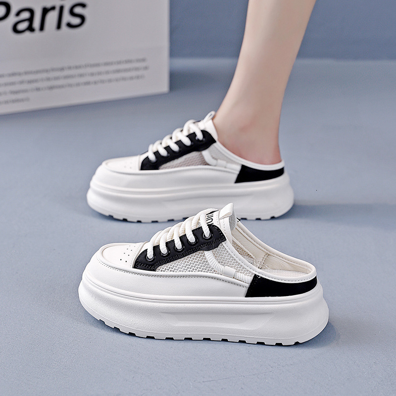 Ddmysports Thick Soled Half Support Slippers Women Versatile And Casual For Outdoor Wear Summer New Breathable Baotou White Shoes KT OUTDOOR
