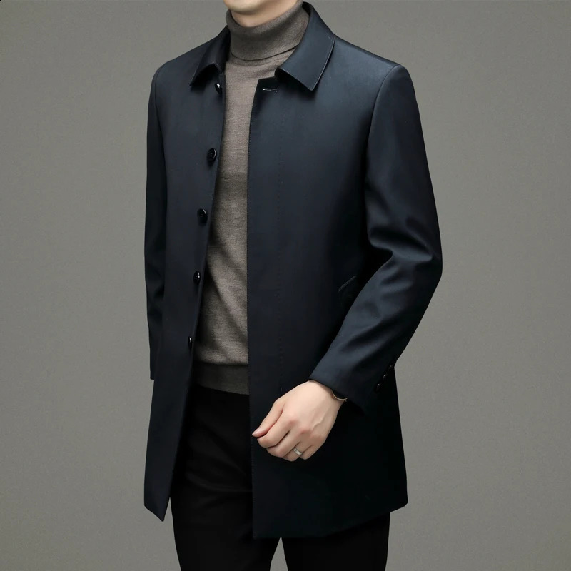 autumn fashion coat mens High quality trench coat Business Casual fleece warmth jackets Mens Clothing size M-4XL 240822