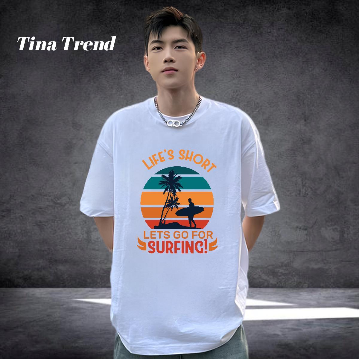 Soft Men T Shirts 100% Cotton 230g beach Casual DIY Anime Breathable Short Sleeve Men Clothes T-Shirt Factory Direct Polos