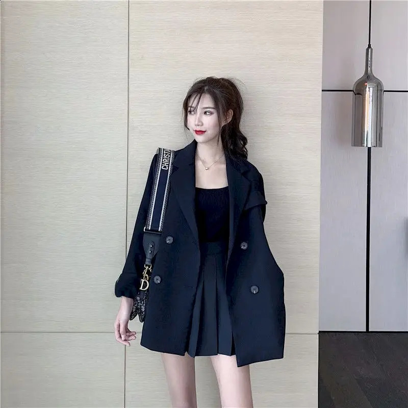 Spring Summer Suit Women Skirt Oversized Plus Fashion Goth Elegant Two Piece Blazer And Skirt Set Lady Uniform Woman Dress 240823