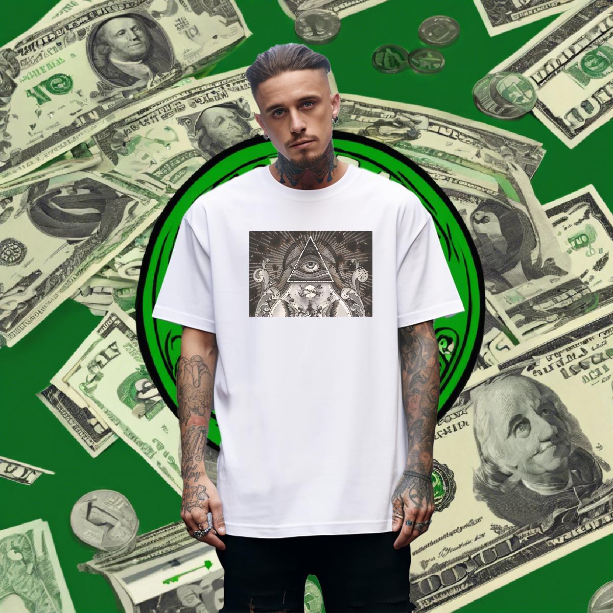 Loose Man T Shirts 230g Pure Cotton eye of the devil Hip Hop Street Customized Print O-Neck Short Sleeve Tshirt for Man Woman DIY Customized Tee Shirt