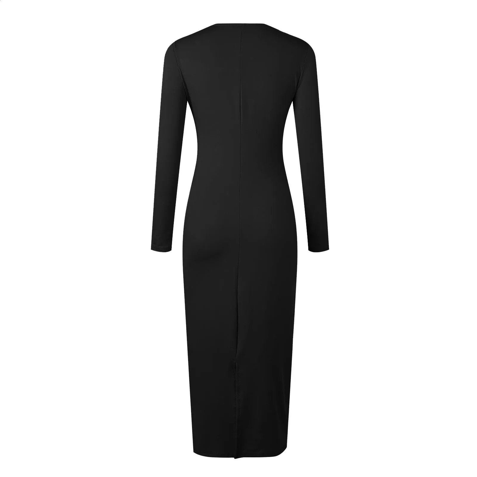 Womens Fall Long Sleeve Maxi Dresses Sexy Ruched Crew Neck Slim Fit Evening Party Dresses Womens Sexy Bodycon Formal Dresses 240823