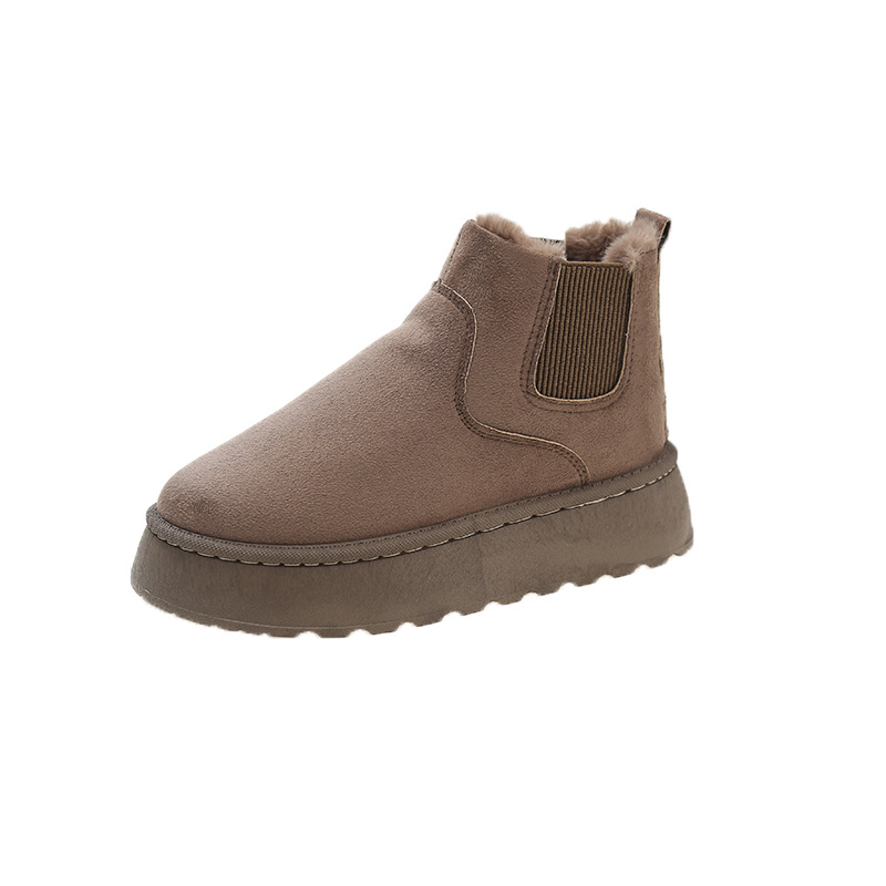 Anti slip thick short tube with plush insulation large size bread shoes