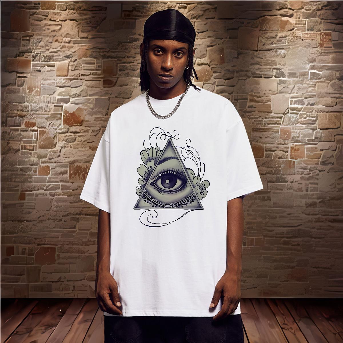 Popular T-Shirts for Men 230g Pure Cotton eye of the devil Casual Daily Wear Custom Big Size Breathable Short Sleeve Tshirt for Man Woman Customized T