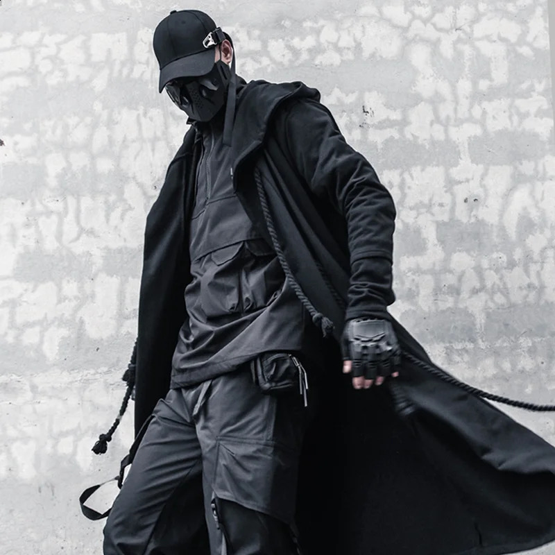 HKSH Mens Spring Autumn Darkwear Warrior Large Size Windbreaker Gothic Chic Trench Coat Punk Cloak Hooded Wizard HK0195 240822