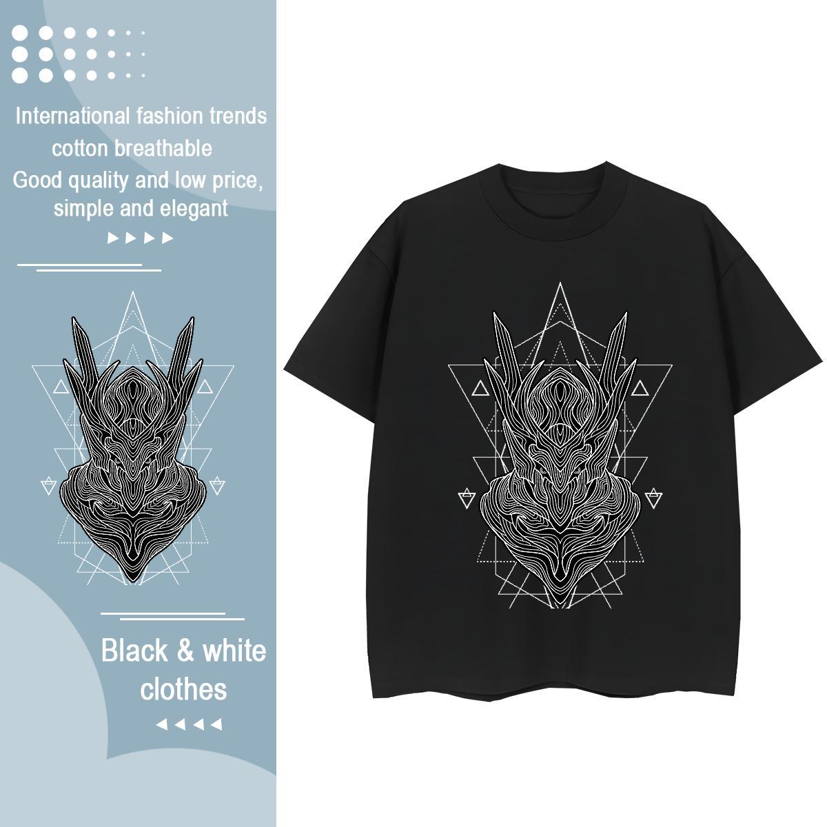 Female Unisex Tshirts 100% Cotton 230g painting Casual Sport T Shirt For Woman Breathable Crew Neck Black White Polos