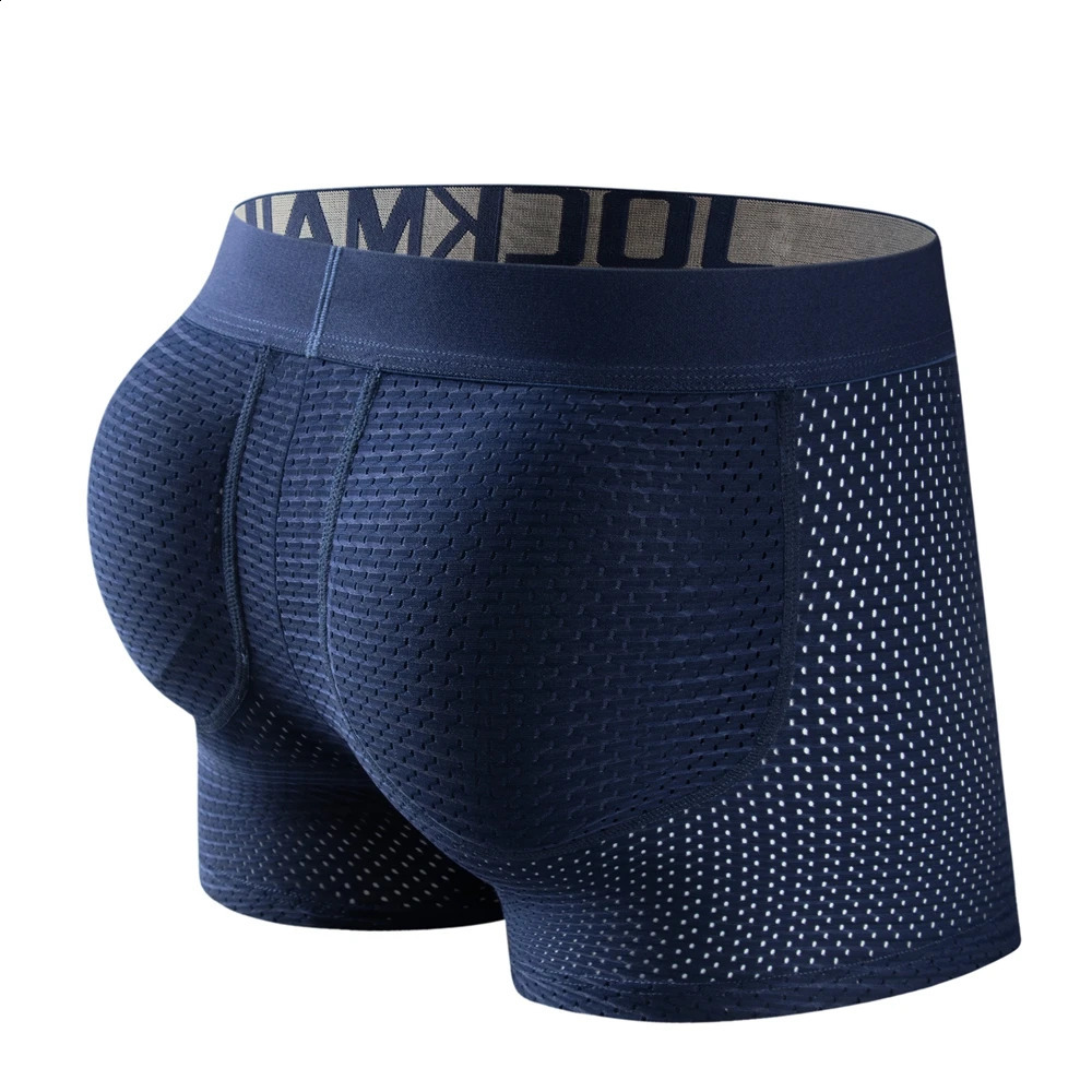 JOCKMAIL Mens Underwear Boxing Net with Hip Pad Elastic Truncks Enhancement 240822