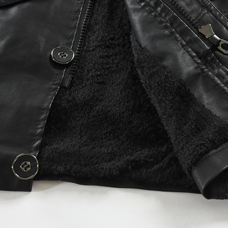 Mens Belt Warm And Windproof PU Jacket Mens Mid-Length Leather Jacket With Stand-Up Collar Plus Velvet Large Size M-4XL 240822