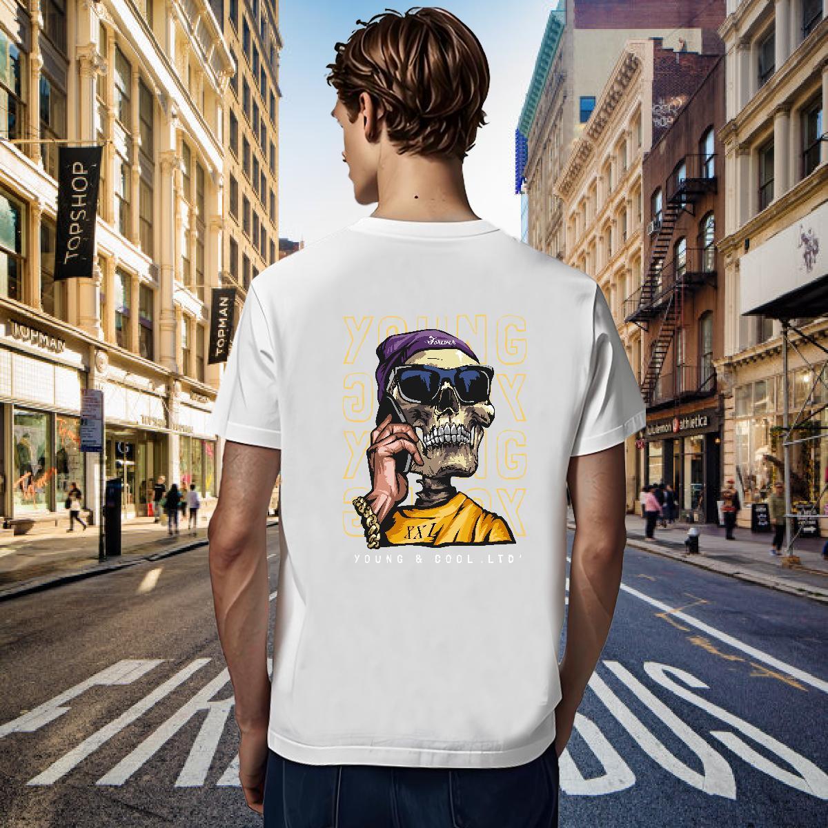 Cool Design T Shirts Men 100% Cotton 230g skull Home Outdoor Cartoon Print O-Neck Short Sleeve Tshirt for Man Woman Stylist Tees Shirts