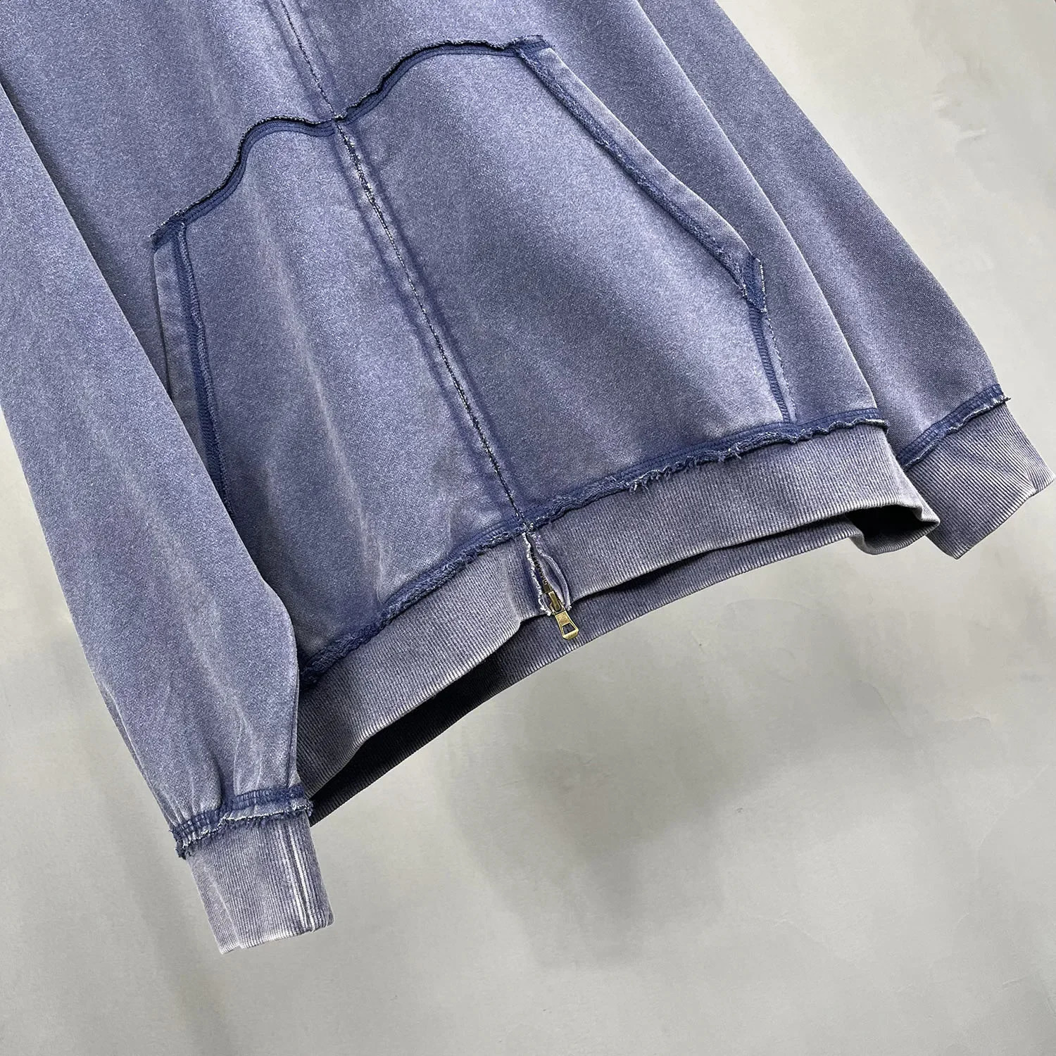 Wash Distressed Vinatge Loose Edged Double Zipper Up Hoodie Y2k Mens 100 Cotton Autumn/Winter in Hoodies Sweatshirts 240823