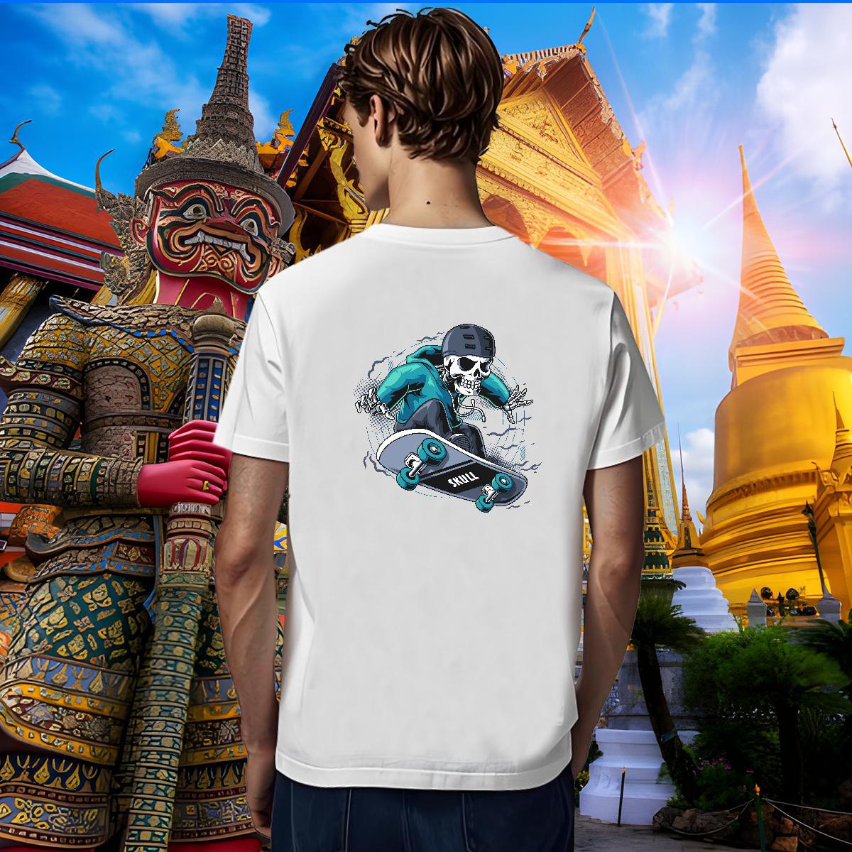 Popular T Shirts Men 230g Cotton skateboarding Casual Daily Wear Custom Print Plus Size Crew Neck Mens Tshirts 2024 New Tee Shirt